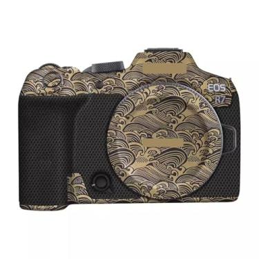 Imagem de JERXTTON Película para câmera Canon EOS R7 antirriscos envoltório de vinil filme de desenho animado protetor corporal casaco acessórios de fotografia adesivo (ouro onda)