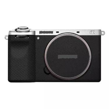 Imagem de Adesivo de corpo de câmera Alpha 6700 película protetora de vinil decalques acessórios para Sony A6700 (prata (parte superior) + preto fosco