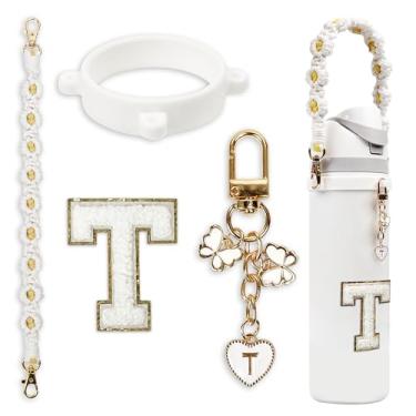 Imagem de Conjunto de pingentes de letras fofas compatível com garrafa de água Owala 680 g, 947 ml, 1,13 g, Owala Kids, copo de café Owala FreeSip – Inclui alça de alça, para acessórios Owala & Stanley Cup