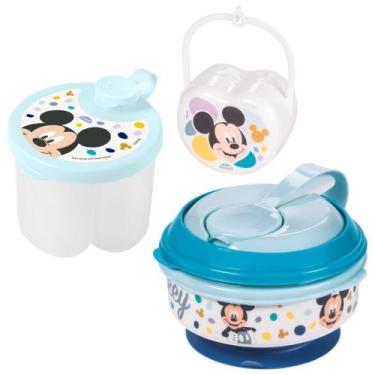 Imagem de Kit infantil pote papinha com amassador, porta leite em pó e porta chu