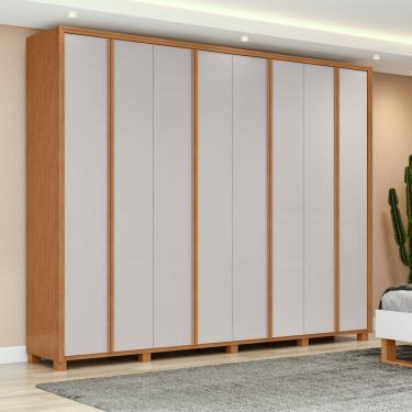 Imagem de Guarda-roupa 8 Portas 6 Gavetas 100% Mdf com Pés Ergon Marrom/Bege