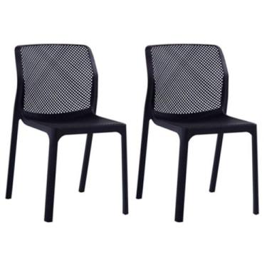 Imagem de Kit com 2 Cadeiras Capri Estrutura em Polipropileno Fratini, Preto