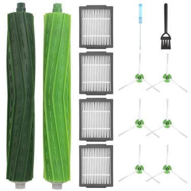 Imagem de PAEOSL Acessórios de substituição para iRobot Roomba E, I & J Series i7 i7+ i2 i3 i3+ i4 i4+ i6 i6+ i8 i8+/Plus j6+ j7 E5 E6 E7, 1 conjunto de escovas de borracha, 4 filtros HEPA, 6 escovas laterais