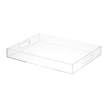 Imagem de Ioensy Bandeja de bandeja de bandeja de copo de água bandeja de acrílico retangular para toalhas, Claro