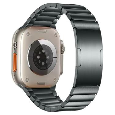 Imagem de MaKTech Pulseira de Relógio de Titânio,Pulseira de Metal Leve com Elos de Cantos Arredondados e Fivela Embutida,para Apple Watch Série 11/10/9/8/7,SE 3/2/1 [2025] (42mm/41mm/40mm,Cinza)