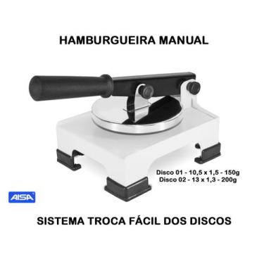 Imagem de Modelador De Hamburguer Hamburgueira Manual 2 Discos Inox G - Aisa Gou