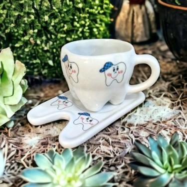 Imagem de Xicara Dente com Pires Dente - Porcelana Menino Bone Azul - Hp Decor