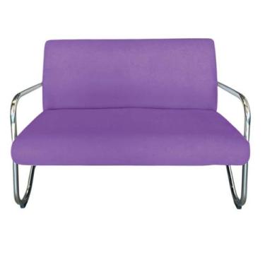 Imagem de Namoradeira Decorativa Bela Suede Roxo Braço Cromado - Mansão Decor