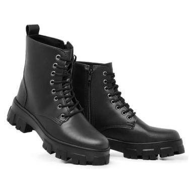 Imagem de Coturno Feminino Tratorada Leve Bota Sola Leve PelePincel, Preto, 36