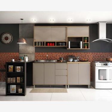 Imagem de Cozinha com Bancada Gourmet Armários Balcões e Nicho Micoondas Mel Luc