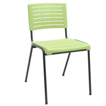Imagem de Cadeira Empilhável Fixa Escritório Multiuso Base Preta Kimi P03 Verde 