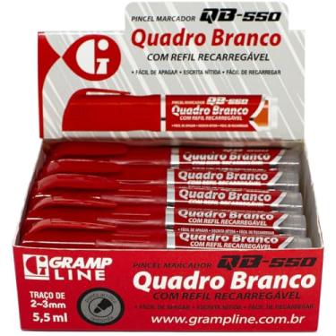 Imagem de Pincel Para Quadro Branco, Gramp Line, QB550, Vermelho Com Refil, Caixa com 10