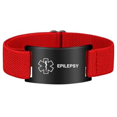 Imagem de Pulseira de alerta médico para mulheres e homens, pulseira de identificação de alerta médico ajustável para diabéticos D.N.R marcapasso epilepsia, One Size, Aço inoxidável, Sem Pedra Preciosa
