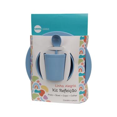 Imagem de Kit Refeição Infantil Linha Alegria Azul em Polipropileno