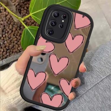 Imagem de Capa de celular com espelho de maquiagem em formato de coração para Samsung S23 Ultra S 23 S22 S21 S20 FE S10 Plus Note 20 10 Lite, capa de silicone macio, preta, 337B, para S20 Plus