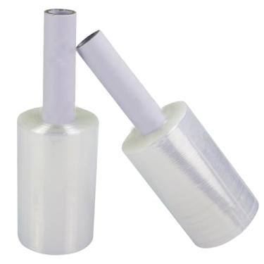 Imagem de Rolo de plástico elástico de 15 cm × 3,5 m para transporte em movimento, embalagem retrátil de força industrial, filme elástico resistente com alça (2 rolos)