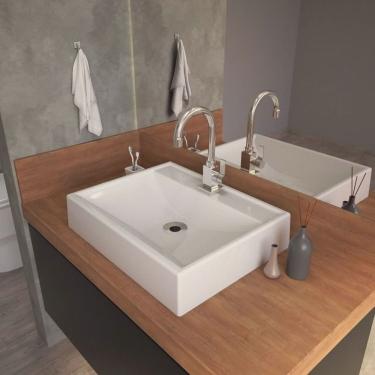 Imagem de Kit 2 Cubas para Banheiro Rt49w Retangular Compace Branco