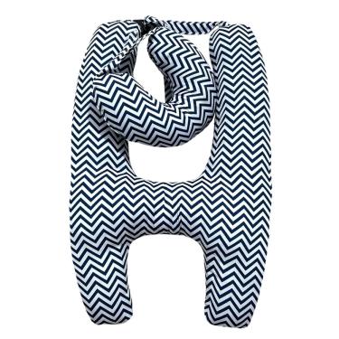 Imagem de Almofada H De Dormir Para Carro Com Almofada Chevron Marinho