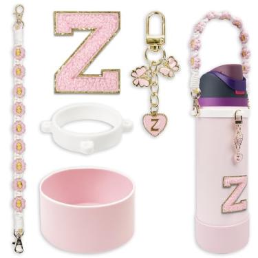 Imagem de Conjunto de monograma fofo de bota de silicone compatível com garrafa de água Owala 1,134 g - Acessórios perfeitos para Owala Tumbler, Owala Free Sip, Pink Owala, Black Owala, copo de café owala