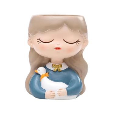 Imagem de WeiLaiKeQi Vaso de flor de maconha de plantador feminino Ornamento de escultura exclusivo, Cisne