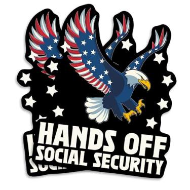 Imagem de Ímã de Segurança Social Hands Off - Geladeira Águia Patriótica - Geladeira de Declaração Política - Decorativo - Material Durável para Caixa de Ferramentas de Carro Caminhão Qualquer Superfície de