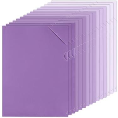 Imagem de Kisston Pacote com 15 pastas de plástico transparente, cores gradientes, bolsos de projeto, mangas de plástico para tamanho carta 30 x 21 cm, documentos em papel, jaqueta transparente para material de