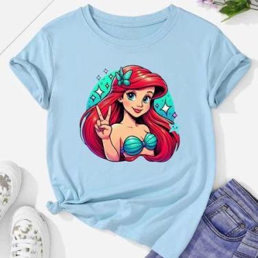 Imagem de Camiseta camisa blusa infantil juvenil ariel bebe - loja dinka, 6, AZU