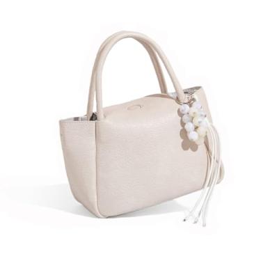 Imagem de Bolsas de couro genuíno de designer de luxo para mulheres bolsas com alça superior com bolsa charmosa bolsas, Bege