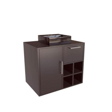 Imagem de Gabinete Suspenso 68cm Eduarda Grafite com Cuba Preta Porta Gaveta Nicho Aberto De Banheiro