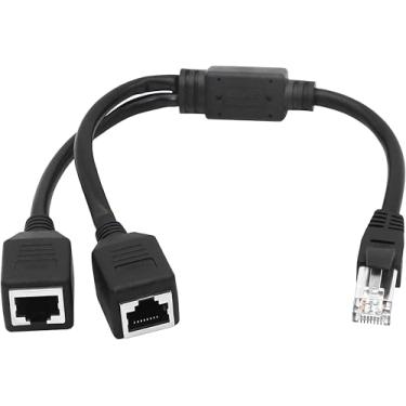 Imagem de Divisor adaptador Ethernet de rede RJ45, conector de acoplador RJ45, 1 macho para 2 fêmeas, adaptador de cabo Y S divisor LAN Ethernet adequado para Super Cat5, Cat5e, Cat6, Cat7, Cat 8