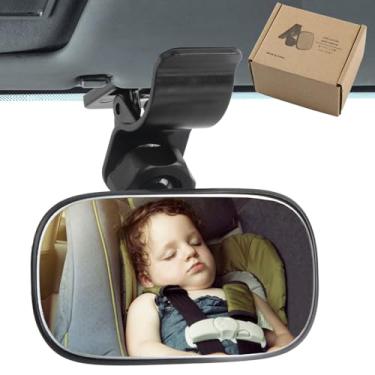 Imagem de Espelho para bebê retrovisor interior automotivo – Carro pequeno com clipe ajustável de encaixe traseiro com clipe de espelho convexo para carro ou caminhão
