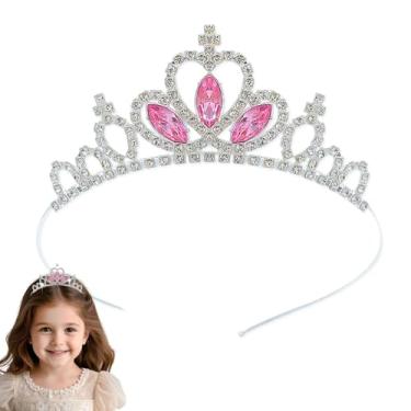 Imagem de Yheahin Tiara de cristal brilhante de princesa e coroa de strass cruzada, aniversário de noiva, acessórios de cabelo para meninas, crianças e mulheres, Standard size, Liga metálica, Cristal