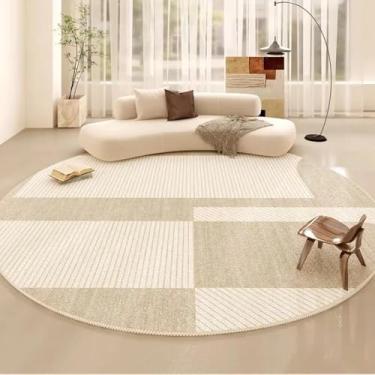 Imagem de Tapete redondo simples para sala de estar, quarto, escritório, sofá, mesa de centro, cama, cobertor, cadeira, tapete de chão (1800 mm x 1800 mm/vinho tinto)