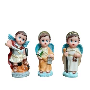 Imagem de 3 Imagens de Arcanjos Infantil - Trio de Arcanjos São Miguel, São Rafael e São Gabriel de Resina - 7 cm