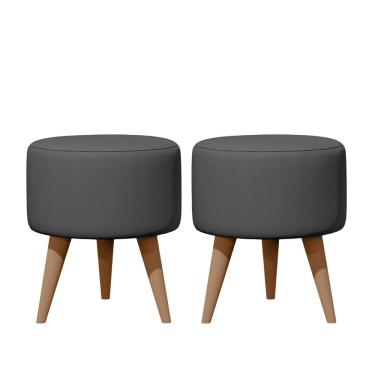 Imagem de Kit 02 Puff Redondo Estofado Decorativo Banqueta Para Apoio Dos Pés