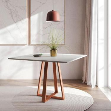 Imagem de Mesa de Jantar Quadrada Mônaco Cobre e Branca 110 cm - New Green