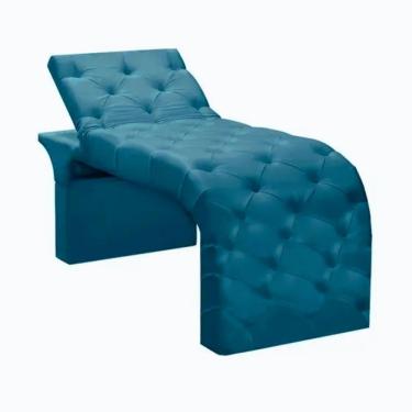 Imagem de Maca Estofada Estética Cílios Regulável Spa Veludo Eloísa Azul Turquesa