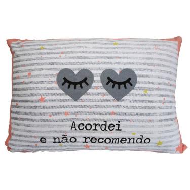 Imagem de Fronha Portallar Malha 100% Algodão Estampa Localizada Acordei 48cmx68cm Branco