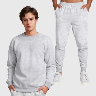 Imagem de Conjunto Moletom Gola Redonda e Calça Masculina Lisa - Samcro Vestuári