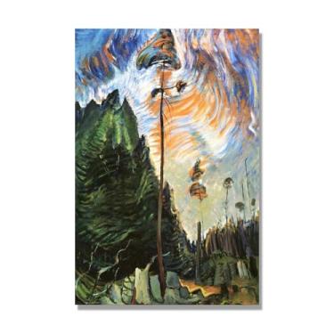 Imagem de NHLDZYH Impressões de Emily Carr, (Edge of the Forest), reproduções de pinturas famosas, imagem de arte abstrata para sala de estar quarto decoração de casa. Tela de 50 x 75 cm - 19,7 x 29,6 pol