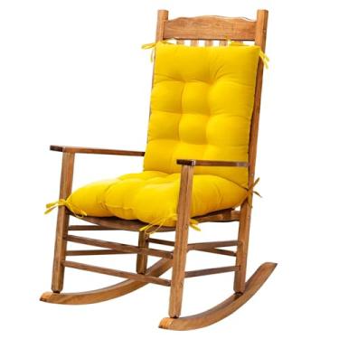 Imagem de Almofada de cadeira para ambientes internos e externos para cozinha, pátio, jardim, varanda, almofada amarela tufada para espreguiçadeira, cadeira de vime reclinável