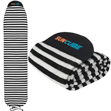 Imagem de SUN CUBE Capa Para Meia De Prancha Surfe, Bolsa Protetora Elástica Leve Surfe Longboard, Híbrida (8'6'', Preta E Branca)