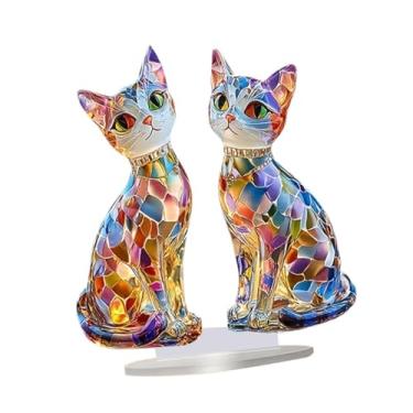 Imagem de Generic Placa de acrílico com base para gato 2D, peça central de mesa, colecionável, atraente, placa decorativa, enfeite de gatinho para armário de entrada
