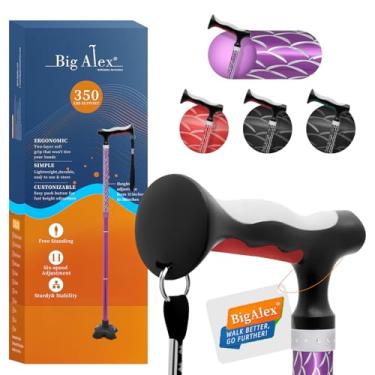 Imagem de BigAlex Bengala Dobrável E Leve Com Cabo De Borracha Termoplástica Macia Confortável Para Idosos Adultos Mais Velhos, Maior Conforto, Suporte Ajustável, Auxílio Viagem Portátil Homens Mulheres