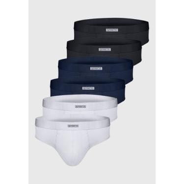 Imagem de Kit 6 pçs Cueca Sparta Slip Algodão, M, Masculino, Preto, Branco