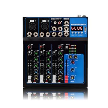 Imagem de Mesa de Som Profissional, 4 Canais, Bluetooth, USB, MP3, 48V Phantom Power, Mixer de Áudio para Gravação e Shows