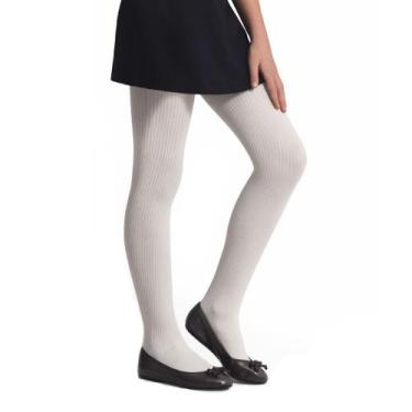 Imagem de Meia Calça Infantil Selene 9500 Fio 70 Canelada Poliamida, M, Branco