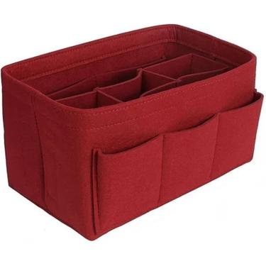 Imagem de Bolsa de inserção de feltro Saco de pano de chão de feltro feminino para feminino para organizador de bolsas (com bolso de zíper destacável) Inserir bolsa de inserção de saco, vinho tinto B