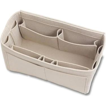 Imagem de Bolsa de inserção de feltro Saco de pano de chão de choque de feltro feminino para feminino para organizador de bolsas (com bolso zíper destacável) Inserir bolsa de inserção, estilo bege c,