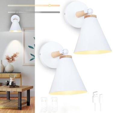 Imagem de GZZBMY Arandela de parede interna LED recarregável operada por bateria lâmpadas de parede reguláveis rotativas de 270° com controle remoto ângulo ajustável para quarto sala de estar corredor escadas